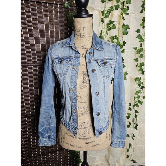 Zara Jackets & Blazers - Zara Light Blue Distressed Denim Jacket for Women